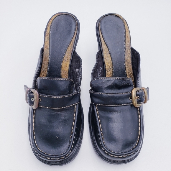 Vintage 90s y2k Mudd Bratz Brown Vegan Leather Chunky Heel Mules Size 8 - Picture 6 of 13